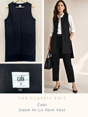 Cabi | Longline Open Vest | Charcoal | High - Low Hem | M